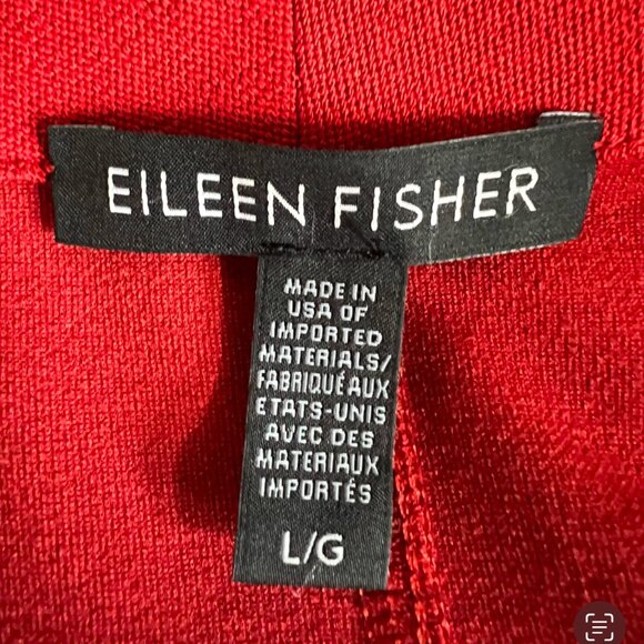 Eileen Fisher Open Front Stretch Crepe Long Jacket In Brick Red Size L - Picture 14 of 15